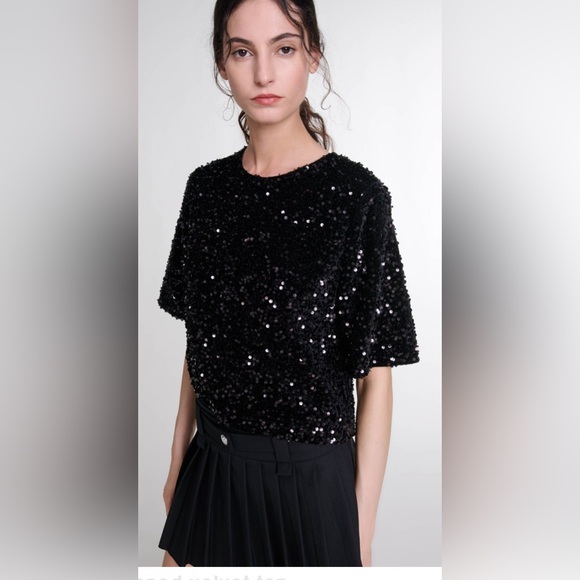 Maje Black Sequin Top - Picture 5 of 6